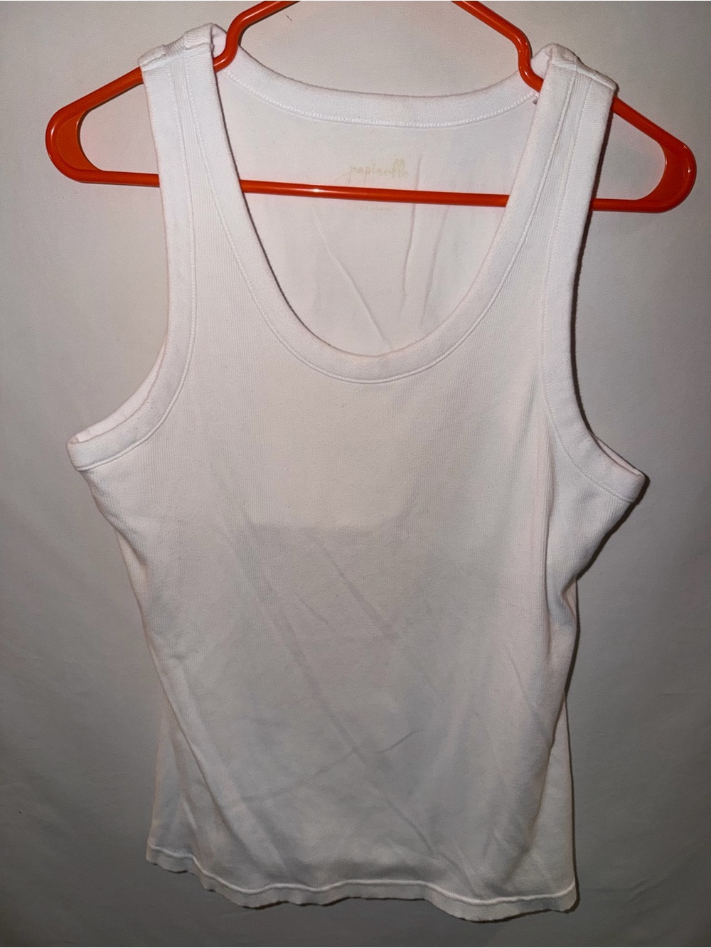 Women's White Ribbed Tank Top - Essential Scoop Neck